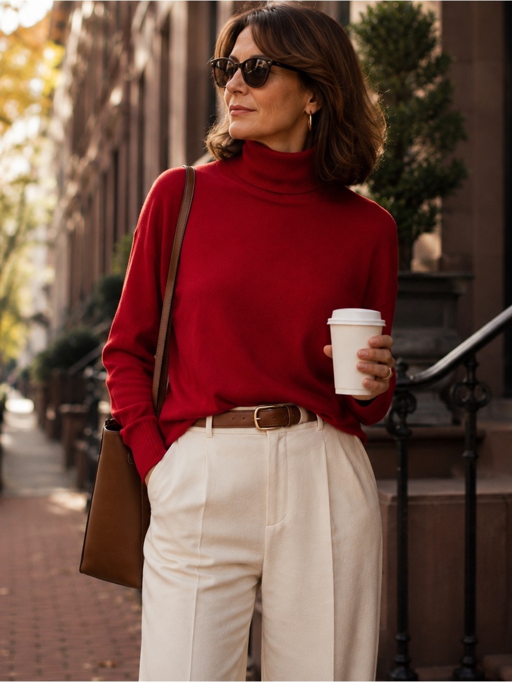 J Jill Silk Cotton Turtleneck Sweater Small Cherry Red Lightweight Fine Knit
